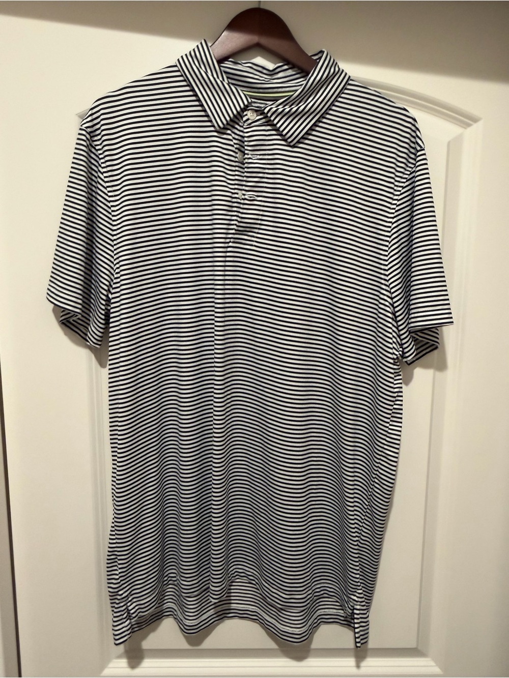 J. Crew Men's Black and White Striped Polo